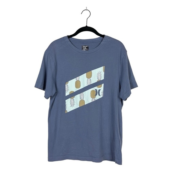 Hurley Men's Blue Pineapple Graphic Short Sleeve Cotton T-Shirt Size M - Picture 2 of 5